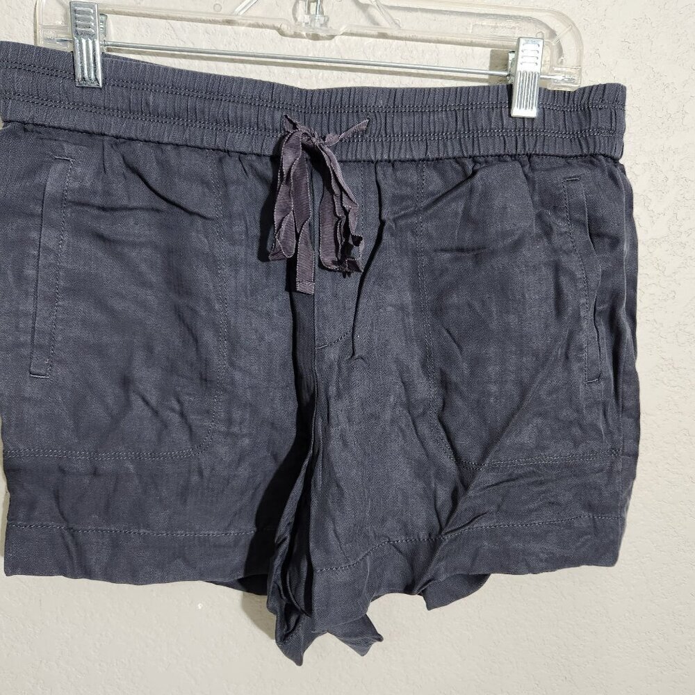 Womens Shorts Charcoal Gray Blue Drawstring Lyocell Shorts